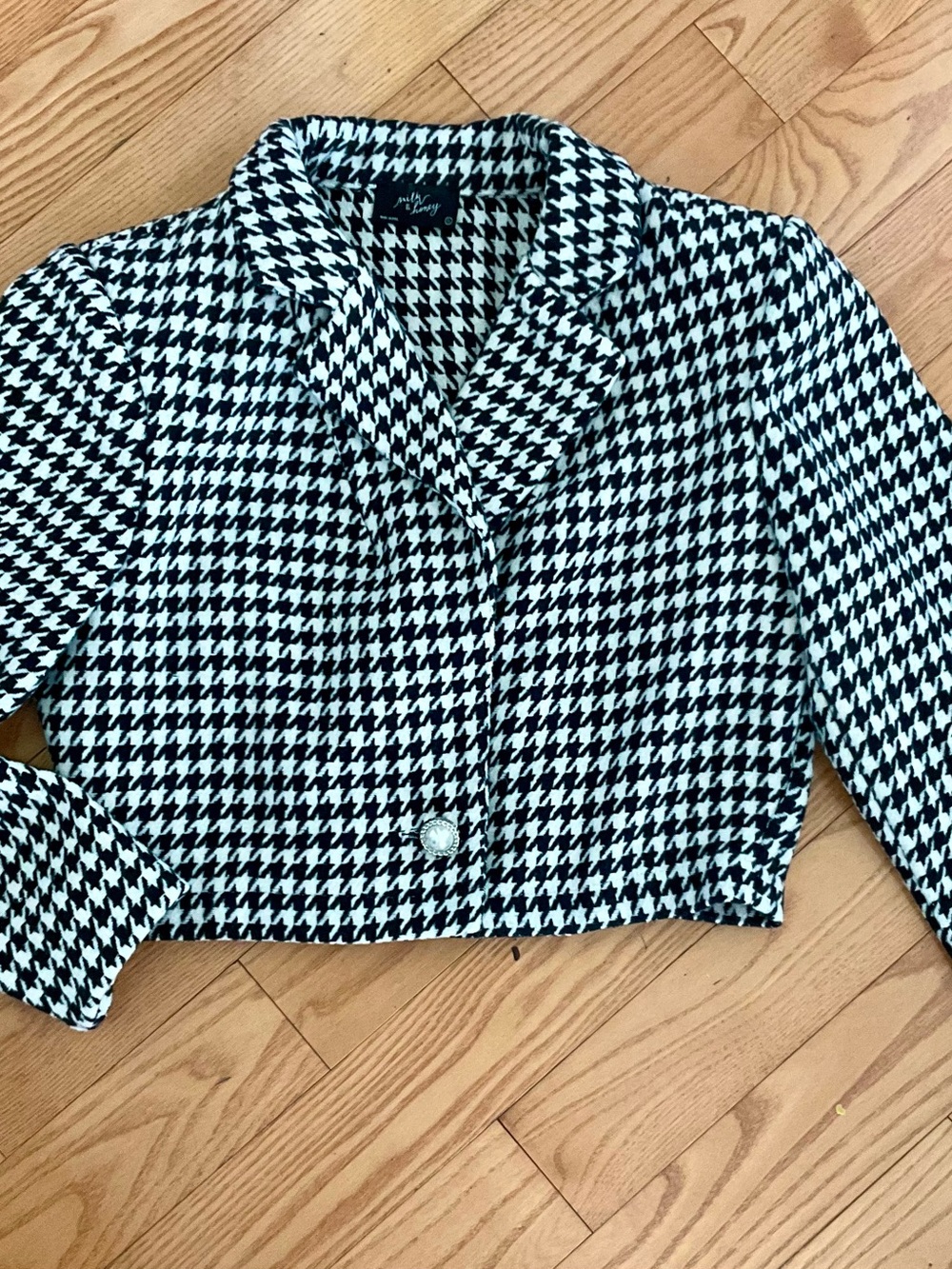 Black & White Houndstooth Cropped Jacket